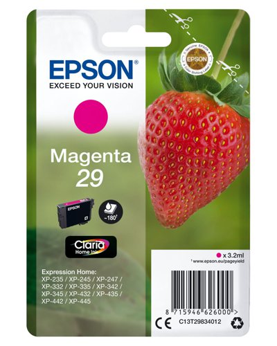 Epson T2983 Strawberry Magenta Standard Capacity Ink Cartridge Blister Pack - C13T29834022