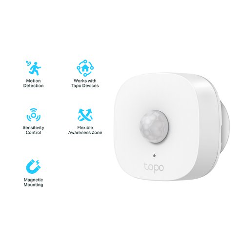 8TP10372916 | Hands-free ControlNo more fumbling in the dark. Your hallway or bedroom lights turn on automatically as you pass by the sensor without having to flip a switch or say a word.Motion Control an Entire RoomCreate a Smart Action to automate your smart devices and activate them all with motion. Customize your own Smart Actions to group your Tapo products together any way you want.Guard Your Home While You’re AwayThe motion sensor can trigger an alarm to deter intruders if it notices anything amiss when you’re not home. Receive a notification on your phone as soon as motion is detected.Adjustable SensitivityThe sensor captures motion up to 7 meters away with a 120° field of view. Adjust the sensitivity to 3 different levels to tailor your detection coverage and filter out false triggers.Flexible Sensor AngleFreely rotate the sensor to the ideal angle and adjust the detection zone to avoid accidental activations by your fur babies.