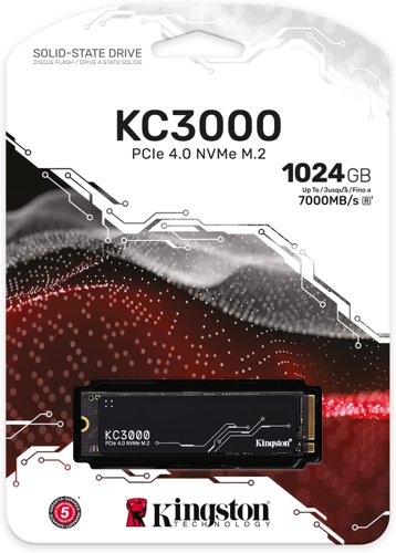 Kingston Technology KC3000 M.2 1024GB PCI Express 4.0 3D TLC NVMe Internal Solid State Drive Solid State Drives 8KISKC3000S1024G