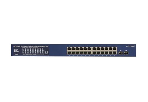 The GS724TPP 24-Port Gigabit Switch with PoE+ and 2 SFP Ports join the NETGEAR Standalone Smart Switches family, adding full 24 port PoE+ support for deployment of modern high-power PoE devices. Cautious spender organizations can now deploy denser PoE+ devices connected to a cost-effective switch, with a reasonable PoE power budget of 190W (GS724TPv2) or 380W (GS724TPP).
