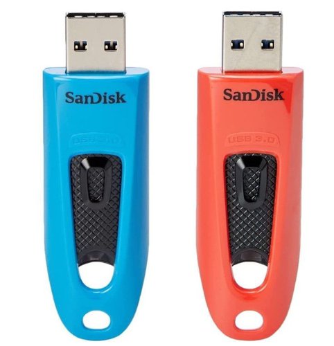 SanDisk Ultra 64GB USB 3.0 Flash Drive Twin Pack Blue and Red