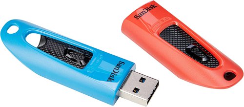SanDisk Ultra 64GB USB 3.0 Flash Drive Twin Pack Blue and Red 8SD10372689 Buy online at Office 5Star or contact us Tel 01594 810081 for assistance