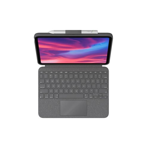 Logitech Combo Touch QWERTY UK English Keyboard Case for Apple iPad 10th Generation Grey