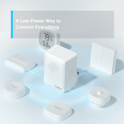 The Tapo Hub is the heart of your Tapo smart home, connecting devices using an ultra-low power wireless protocol. This technology helps battery-powered devices last up to 10 times longer.The Tapo Hub transmits signals on a less-crowded, lower frequency broadband, allowing it to reliably reach devices in every corner of your house without interference. Your favourite Smart Actions now work even when the internet is down thanks to the Tapo Hub. No cloud required and no endless loading times enable instant responses and reliable home automation.Working with Tapo motion sensors, door/window sensors, and more, the Tapo Hub can sound a loud siren (up to 90 dB) to warn of danger or deter intruders.Working with Tapo environmental sensors, the Tapo Hub helps to keep an eye on your home's comfort levels. You will receive an instant hub alarm when water leaks are detected or when temperature and humidity levels fall outside your customized ranges.Each Tapo Hub can connect up to 64 Tapo devices throughout your home. Build and manage your smart home ecosystem with ease.