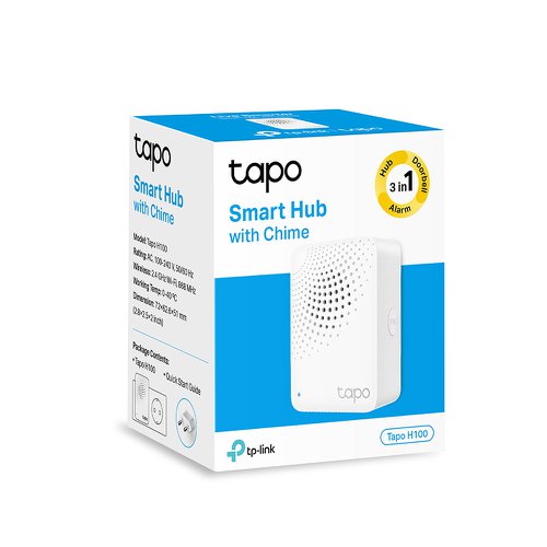 8TP10369887 | The Tapo Hub is the heart of your Tapo smart home, connecting devices using an ultra-low power wireless protocol. This technology helps battery-powered devices last up to 10 times longer.The Tapo Hub transmits signals on a less-crowded, lower frequency broadband, allowing it to reliably reach devices in every corner of your house without interference. Your favourite Smart Actions now work even when the internet is down thanks to the Tapo Hub. No cloud required and no endless loading times enable instant responses and reliable home automation.Working with Tapo motion sensors, door/window sensors, and more, the Tapo Hub can sound a loud siren (up to 90 dB) to warn of danger or deter intruders.Working with Tapo environmental sensors, the Tapo Hub helps to keep an eye on your home's comfort levels. You will receive an instant hub alarm when water leaks are detected or when temperature and humidity levels fall outside your customized ranges.Each Tapo Hub can connect up to 64 Tapo devices throughout your home. Build and manage your smart home ecosystem with ease.