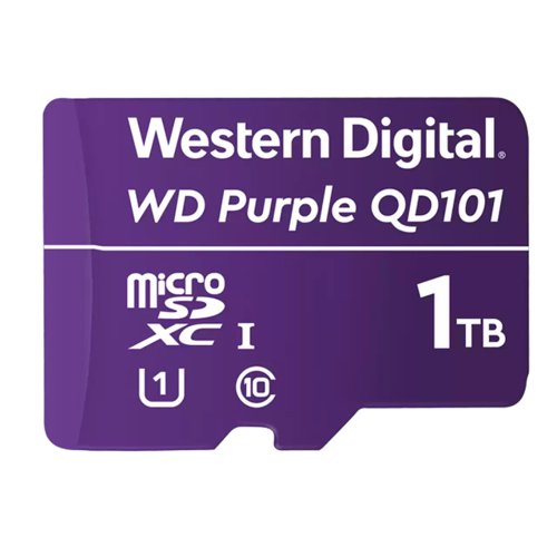 Western Digital’s WD Purple SC QD101 microSD card is designed specifically for the mainstream security camera market. Using advanced 96-layer 3D NAND technology, the card delivers a cost-effective combination of ultra endurance, high performance, and wide capacity range up to 1TB1, and its support for card health monitor functionality allows for pre-emptive storage management. With the fast-growing market of security cameras, and growing adoption of 4K video, this card offers the right combination of longevity and capacity to handle the 24/7 continuous recording workload.  Trust Western Digital to deliver WD Purple –the ideal microSD storage for security video cameras and edge devices.