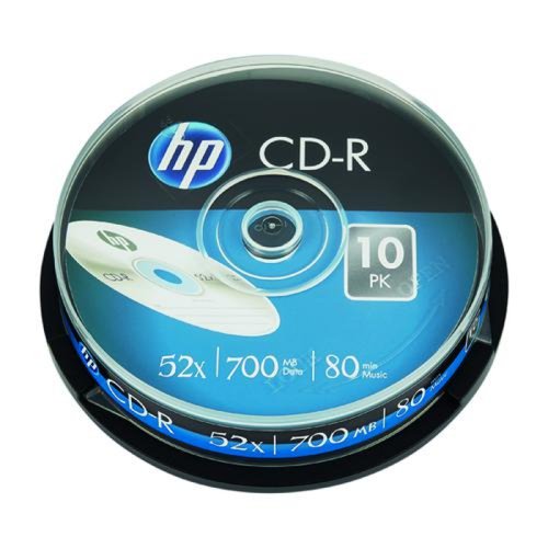 VER69308 | This pack of HP CDs are perfect for burning music or simply storing data. They are CD-R format and have 52x write speed, with a storage capacity of 700mb- or 80 minutes of audio data. These non-rewritable CDs are exceptional quality and supplied in a spindle of 10 discs.