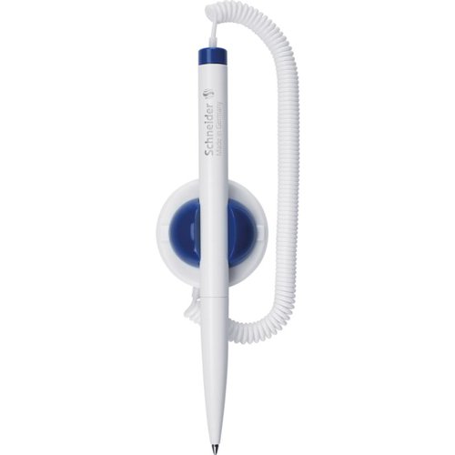 Schneider Klick-Fix-Pen White Ballpoint Pen Expandable cord & Pen Holder Blue Ink with Replacable Express 775 M Refill (Single Pen) - 4120  49356SQ