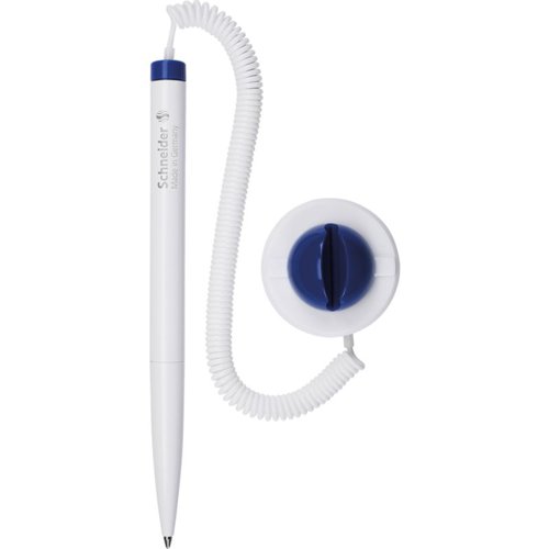 Schneider Klick-Fix-Pen White Ballpoint Pen Expandable cord & Pen Holder Blue Ink with Replacable Express 775 M Refill (Single Pen) - 4120  49356SQ