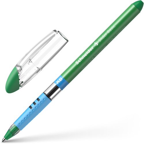 Schneider Slider Basic XB Ballpoint Pen Extra Broad Tip Green Ink with Rubberised Grip Zones (Pack 10) - 151204  49335SQ