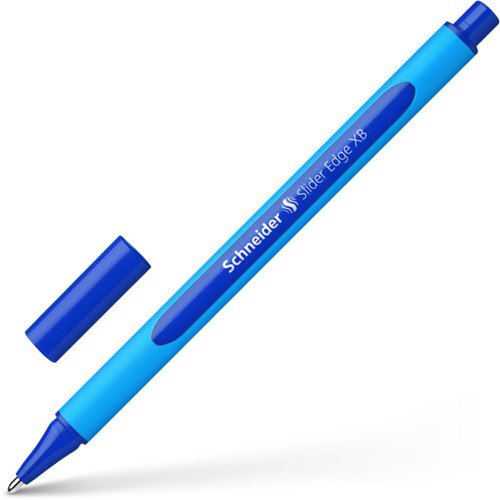 Schneider Slider Edge XB Ballpoint Pen Extra Broad Tip Blue Ink with Rubberised Three Sided Barrel made of 83% Recycled Plastic (Pack 10) - 152203