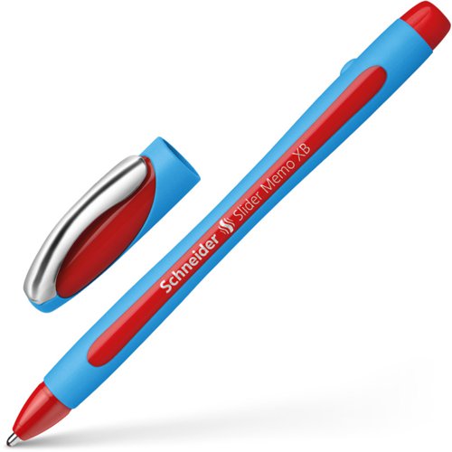 Schneider Slider Memo XB Ballpoint Pen Extra Broad Tip Red Ink with Viscoglide Technology made of 85% Recycled Plastic (Pack 10) - 150202  49265SQ