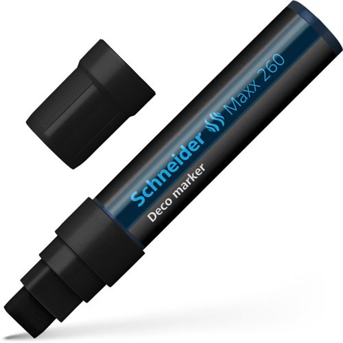 Schneider Maxx 260 Chalk Marker Odourless Liquid Chalk Chisel Tip 5mm-15mm Line Width Black (Pack 5) - 126001  49461SQ