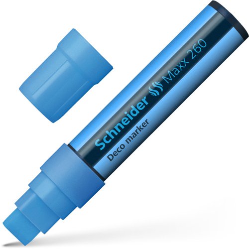 Schneider Maxx 260 Chalk Marker Odourless Liquid Chalk Chisel Tip 5mm-15mm Line Width Blue (Pack 5) - 126010