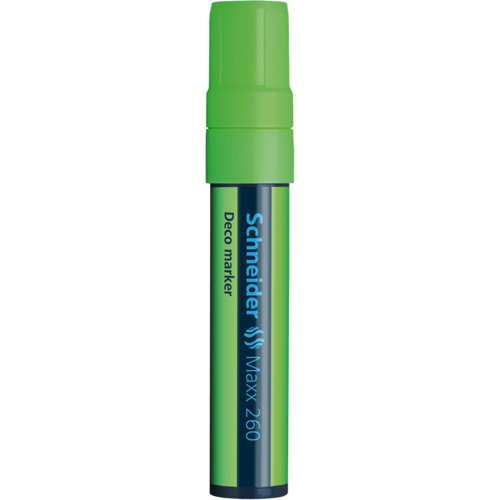 Schneider Maxx 260 Chalk Marker Odourless Liquid Chalk Chisel Tip 5mm-15mm Line Width Green (Pack 5) - 126011  49503SQ