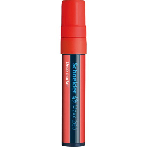 Schneider Maxx 260 Chalk Marker Odourless Liquid Chalk Chisel Tip 5mm-15mm Line Width Red (Pack 5) - 126002  49468SQ