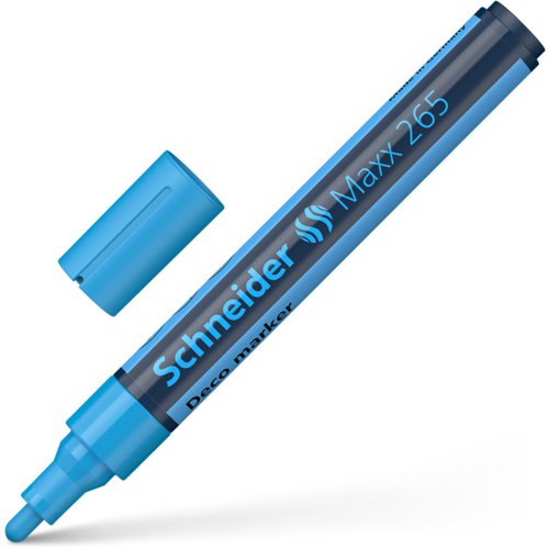 Schneider Maxx 265 Chalk Marker Odourless Liquid Chalk Bullet Tip 2mm-3mm Line Width Blue (Pack 10) - 126510