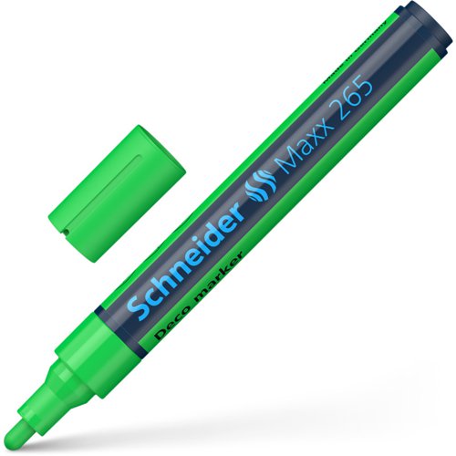 Schneider Maxx 265 Chalk Marker Odourless Liquid Chalk Bullet Tip 2mm-3mm Line Width Green (Pack 10) - 126511  49538SQ