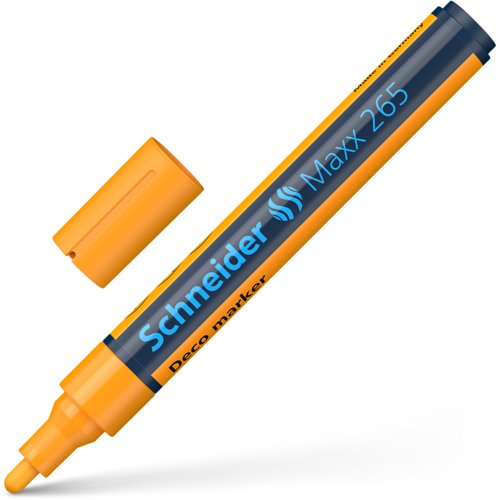 Schneider Maxx 265 Chalk Marker Odourless Liquid Chalk Bullet Tip 2mm-3mm Line Width Orange (Pack 10) - 126506  49517SQ