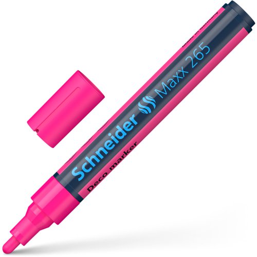 Schneider Maxx 265 Chalk Marker Odourless Liquid Chalk Bullet Tip 2mm-3mm Line Width Pink (Pack 10) - 126509