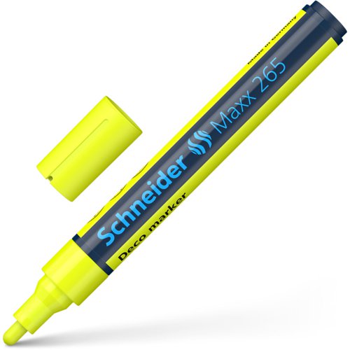 Schneider Maxx 265 Chalk Marker Odourless Liquid Chalk Bullet Tip 2mm-3mm Line Width Yellow (Pack 10) - 126505 Chalk Markers 49510SQ