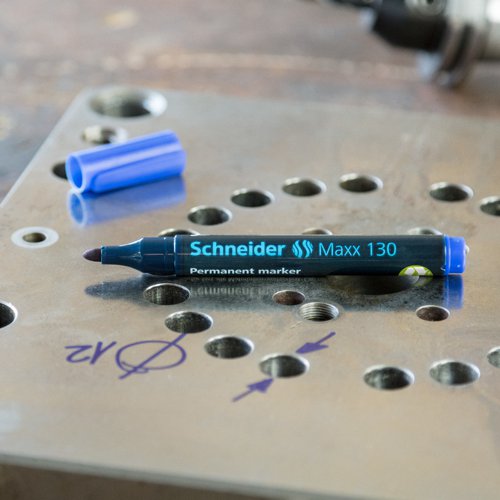 49552SQ | Permanent marker with bullet tip, line width 1-3 mm. Writing colour black. *Pen body consists of 95% recycled plastic, internal ink reservoir of 75% recycled fibres. For writing on cardboard, paper, plastic, glass, metal, wood and almost all other materials. The writing is quick-drying, water-proof and highly light resistant. The cap-off ink does not run dry even if the cap is removed for 2-3 days. It has a low odour and is free of toluol and xylol. The marker has a practical clip cap and can be refilled using Maxx 640 refill station. 