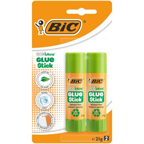 Bic Ecolutions Glue Stick Washable and Solvent Free 21g (Pack 2) - 9078342