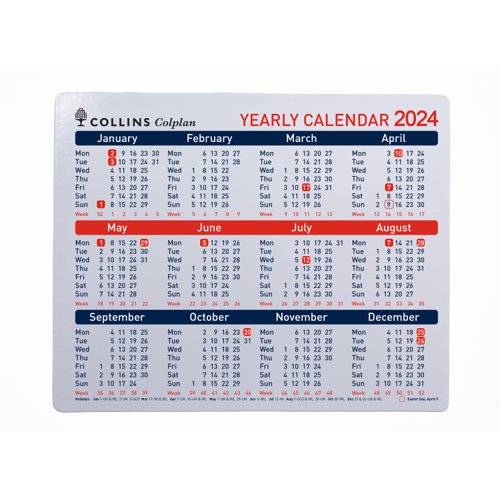 Collins Colplan Yearly Desk Calendar A4 2024 CDS1-24 - 820321