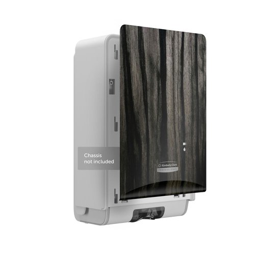 KC04300 | The Kimberly-Clark Professional ICON dispensing system is the newest industry-leading innovation, delivering confidence by design. Featuring first-of-a-kind versatility, the ICON dispenser effortlessly enhances the look of the washroom with an exclusive line of interchangeable faceplates to help reimagine the washroom, this faceplate is an ebony woodgrain design, for a sleek, sophisticated look. A quick and easy faceplate swap from the original to the ebony woodgrain design. Designed to take minimal effort, changing the faceplate is literally a snap in a few steps.