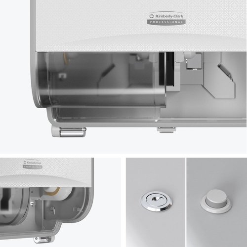 KC58792 Kimberly Clark ICON Standard 2-Roll Toilet Paper Dispenser Horizontal White and Faceplate White Mosa