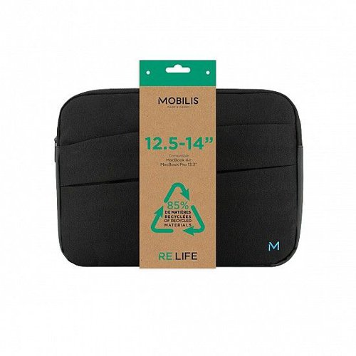 Mobilis RE.LIFE 12.5 to 14 Inch 85 Percent Recycled Eco Toploading Notebook Sleeve with Front Pocket Black