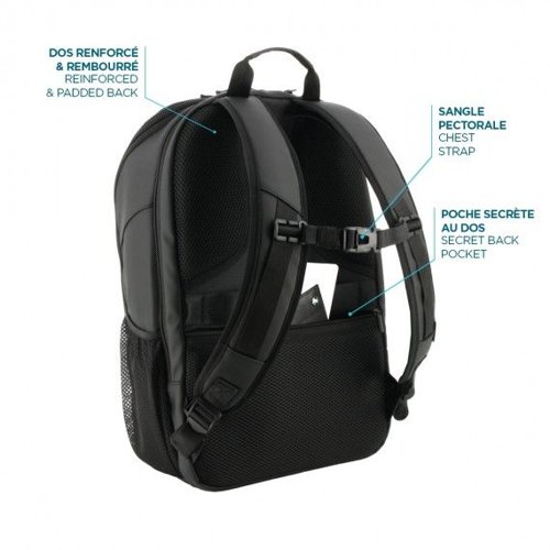 8MNM003066 | The One professional travel backpack is suitable for your short business trips. This backpack has two large main compartments. The first compartment allows you to store your clothes and other belongings, with pockets and elastic straps to keep them in place during transport. The second compartment has a reinforced compartment for your laptop and tablet and an accessory pocket. This bag is also equipped with front pockets and a secret pocket in the back and a strap to position your bag on your suitcase. For more comfort during its use, the straps and the back of the bag are reinforced and padded.