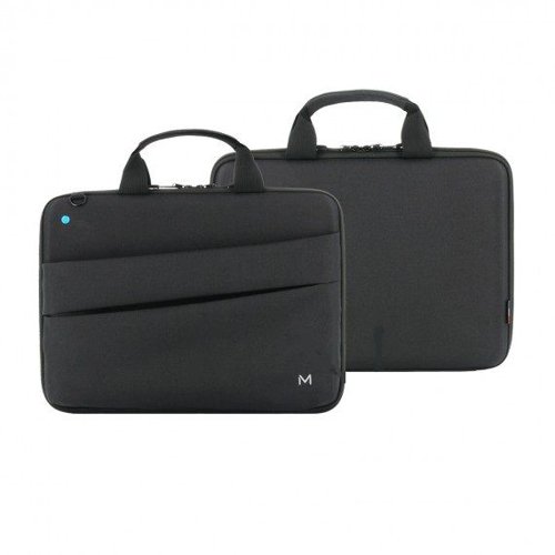 8MNM003067 | This laptop briefcase is equipped with a rugged case (EVA foam) and a scratch-resistant interior coating for maximum protection of your laptop. Thanks to the full opening and internal elastic straps to maintain the device, it offers a permanent protection. The laptop doesn’t need to be taken out of the rugged case during its use. This case is suitable for laptop between 12,5'' and 14'''. It can be carried by hand thanks to the handles or with the shoulder strap thanks to two hooks. Made from 20% recycled materials GRS certified, it is part of our eco-designed laptop bag line.