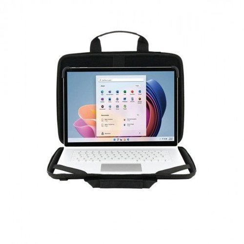 8MNM003067 | This laptop briefcase is equipped with a rugged case (EVA foam) and a scratch-resistant interior coating for maximum protection of your laptop. Thanks to the full opening and internal elastic straps to maintain the device, it offers a permanent protection. The laptop doesn’t need to be taken out of the rugged case during its use. This case is suitable for laptop between 12,5'' and 14'''. It can be carried by hand thanks to the handles or with the shoulder strap thanks to two hooks. Made from 20% recycled materials GRS certified, it is part of our eco-designed laptop bag line.