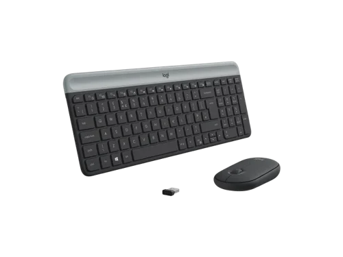 Logitech MK470 Slim USB QWERTY English Keyboard and 1000 DPI Optical Mouse Graphite Keyboard & Mouse Set 8LO920009202