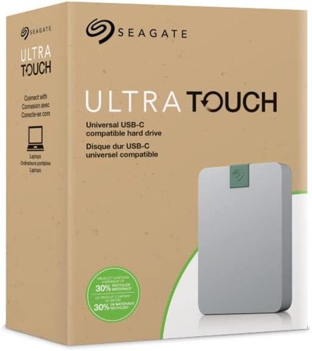 8SE10382867 | A new standard in Seagate portable storage has arrived—Ultra Touch HDD. Striving towards sustainability, this drive contains at least 30% post-consumer recycled materials by weight and has 100% recyclable packaging. Featuring a smooth, natural design—this lightweight and portable drive brings a soft elegance to your workspace. Plus, it features plug-and-play USB-C compatibility with PC, Mac, and Chromebook.