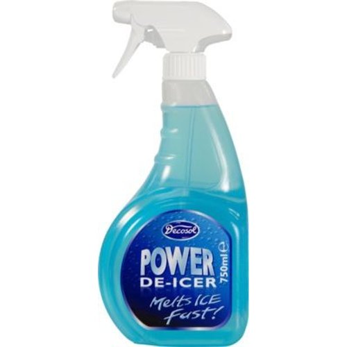 41682CP | The Decosol Power De-Icer instantly dissolves ice from glass surfaces.It leaves a streak-free finish when cleaned with windscreen wipers or rubber squeegee blade. Its concentrated sub-zero formula inhibits re-freezing.Specifications:Size: 750ml.