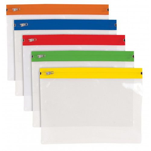 A5 Polythene Zipper Bag Assorted Colour zips