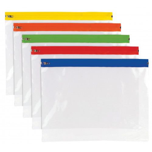 Tiger Polythene Zippy Bags A4 Plus Assorted Colour Zips (Pack 25) - 302139
