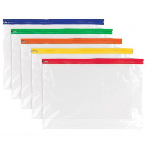 11584TG | A3 Polythene Zipper Bag Assorted Colour zips