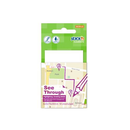 ValueX Clearnotes 76x50mm 50 Sheets Per Pad Transparent White - 21708