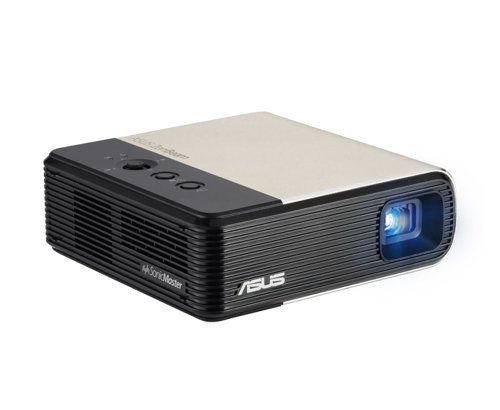 8AS10350538 | ASUS ZenBeam E2 is the wireless mini projector that lets users change its orientation while in use. There’s no need to tinker with settings: the projected image transitions smoothly when ZenBeam E2 is switched from horizontal to vertical placement, and vice versa. Its built-in G-sensor automatically removes the black sidebars in Auto Portrait mode, allowing users to enjoy social media content and livestreams on a bigger screen.The slim ASUS ZenBeam E2 weighs a mere 410 grams and has ultra-compact dimensions of just 110 x 39.5 x 107 mm, so it’s ideal for those constantly on the go. For ultimate portability, it also includes a protective carry pouch.​With the bundled USB WiFi dongle, ZenBeam E2 supports wireless mirroring to enable users to effortlessly stream content from Android, iOS and Windows 10 devices for high-definition entertainment.​ HDMI® ensures compatibility with a wide range of input sources. There’s also a USB Type-A port for the USB WiFi dongle and power output.​ZenBeam E2 provides big-screen thrills with stunning 100‑inch projections, even in confined spaces. It’s compatible with FHD content, and has a 300 LED lumens light source that enables it to project crisp and bright WVGA (854 x 480) imagery. In addition, the light source boasts a 30,000-hour lifespan for longevity.The built-in 5-watt speaker with ASUS SonicMaster technology offers amazing audio that complements viewing experience.