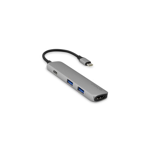 8EC10384018 | Epico Type-C Hub 4K HDMI is stylish, ultra-thin, and due to the aluminium and TPE materials used, also a resilient multi-hub in an elegant Apple-like design. Using this device, you can connect an array of peripherals (such as a mouse, keyboard, flash or hard disc etc.) to your MacBook 12” and any other device with a USB-C port. Moreover, the USB-C recharges the devices connected. The multi-hub also makes it possible to play videos in the highest quality of 4K due to its HDMI port, and it is equipped with two standard USB ports.