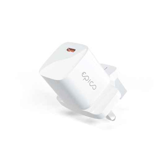 Epico Mini USB C Charger with UK Plug White