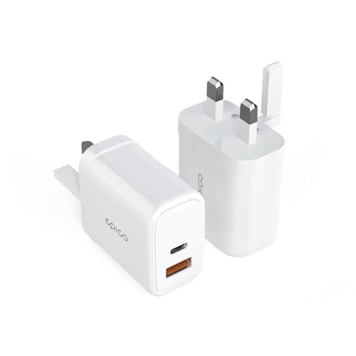 Epico 65w GAN Charger with UK Plug 1 x USB-C Port and 1 x USB-A Port 8EC10383922 Buy online at Office 5Star or contact us Tel 01594 810081 for assistance