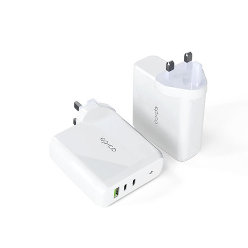 Epico 100w GAN Charger with UK Plug 2 x USB-C Ports and 1 x USB-A Port 8EC10383923 Buy online at Office 5Star or contact us Tel 01594 810081 for assistance