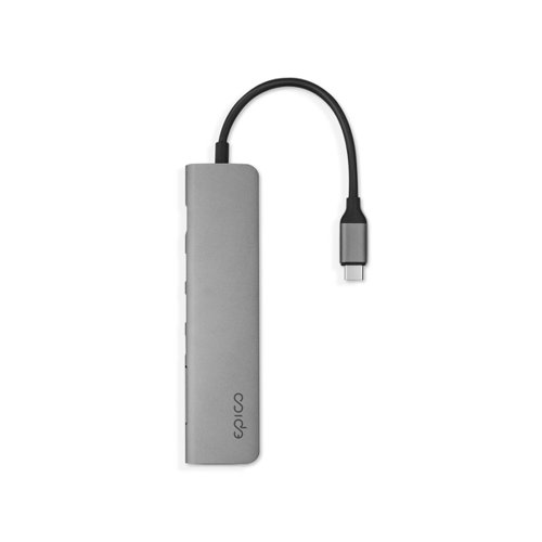 Epico Multimedia 3 7in1 4K HDMI and Ethernet USB C Hub - Space Grey