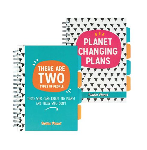Pukka Planet Project Book B5 Wirebound 200 Feint Ruled Recycled 80gsm Pages Assorted Designs (Pack 2) - 9763-SPP