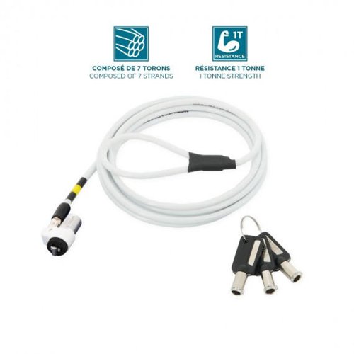 Mobilis T Lock Slim Rotating Security Lock Key 1.8m White Cables & Locks 8MNM001325