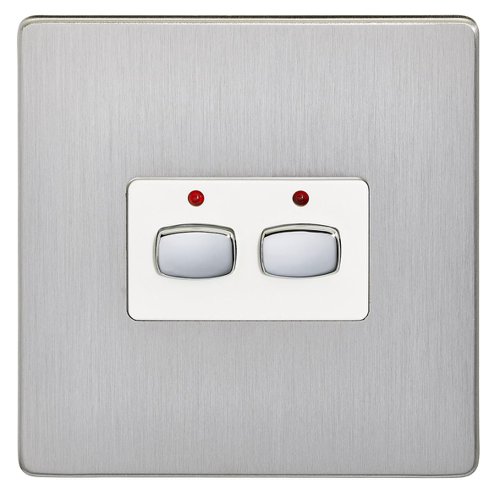 EnerGenie MiHome Smart Brushed Steel 2 Gang Light Switch 8ENMIHO073